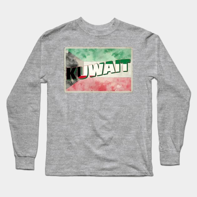 Kuwait Vintage style retro souvenir Long Sleeve T-Shirt by DesignerPropo